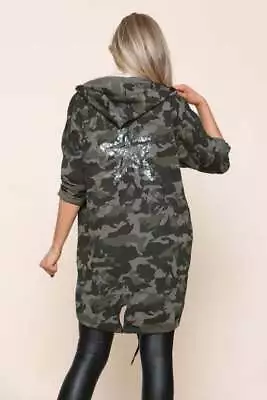 Buy Ladies Sequin Star Back Over-sized Hoodie Women Jacket Coat Cardigan • 18.99£