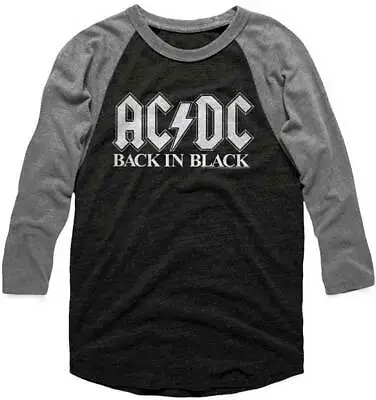 Buy ACDC Back In Black Men's Raglan T Shirt Official Music Merch • 43.81£
