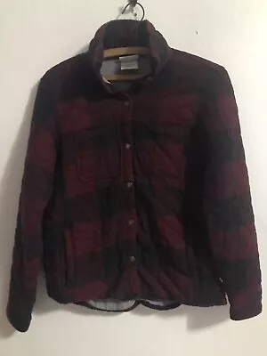 Buy Dickies Womens Quilted Shirt Jacket Red Black Plaid Snap Front Shacket Size M • 17.35£