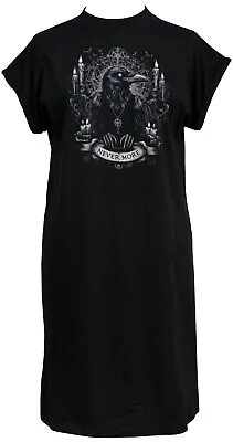 Buy Nevermore Edgar Allan Poe Womens Gothic High Neck TShirt Dress Raven Goth Horror • 29.50£