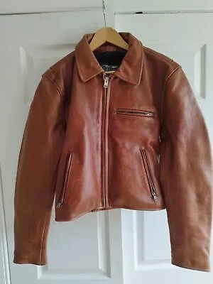 Buy Corin Motor Company Vintage Tan Leather Biker Jacket Size 40 • 150£
