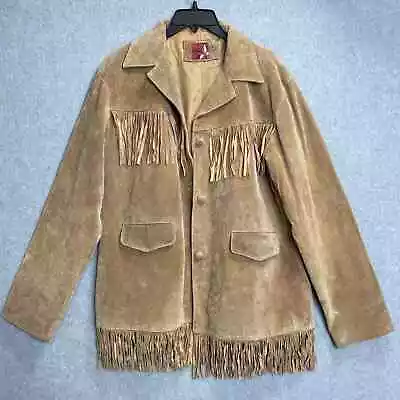 Buy Marlboro Red Star Suede Leather Jacket Womens XXL Brown Fringed Western • 48.91£