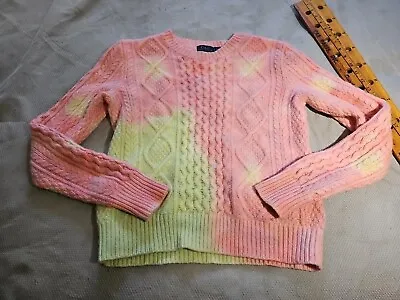Buy Polo Ralph Lauren Womens Sweater Small Pink Cable Knit Wool Blend Tie Dye Top • 78.29£