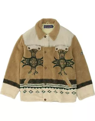 Buy VINTAGE Mens Graphic Fleece Jacket UK 40 Large Beige Fair Isle AI01 • 49.95£