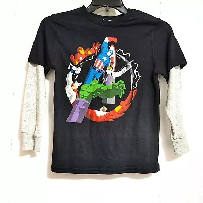 Buy Marvel Avengers Assemble Shirt Boy's M Long Sleeve Black Superhero Tagless New • 7.84£