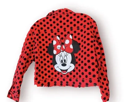 Buy NEW Disney Jacket Womens Large Red Minnie Mouse Polka Dot Jean Denim Embroidered • 54.99£