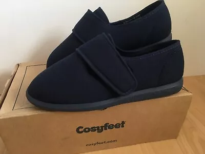 Buy Cosyfeet Mens Slippers  Henry  Wide Fit, Navy Blue, UK Size 8/EU 42, Extra Roomy • 39.99£