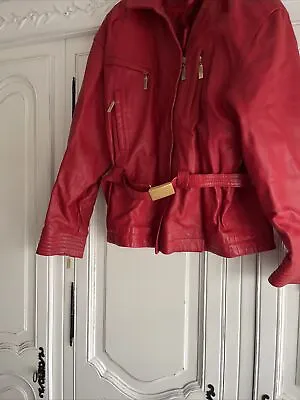 Buy Betty Barclay Red Leather Jacket 12 💗 • 60£