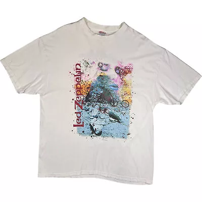 Buy Vintage 2001 Led Zeppelin Zoso Hanes Graphic T-shirt White Rare XL • 59.99£