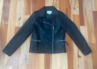 Buy Xhilaration Womens Juniors Black Moto Faux Leather Jacket Xl • 9.80£