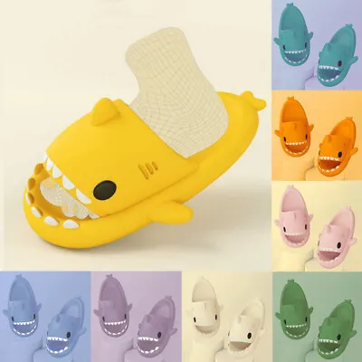 Buy Cute Thick Sole Sharks Non-Slip Slippers Home Beach Shower Sliders Sandals Size • 6.59£