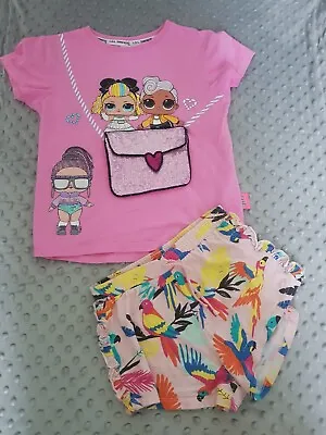 Buy Girls Lol Surprise Tshirt Pink Top And Shorts Age 6-7 122 Cm • 8.99£