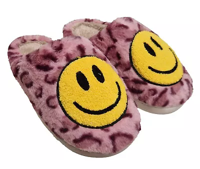 Buy Ladies Mule Slippers Emoji Warm Fur Lined Happy Face Women Cushioned Slip On • 9.95£