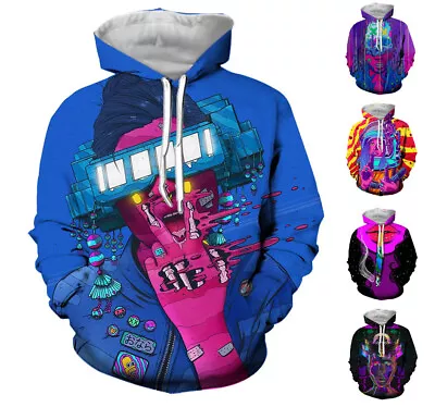 Buy Colourful Cyberpunk Girl Hoodie Sweatshirt Mens Graphic Print Top Sizes Xs-5xl • 37.06£