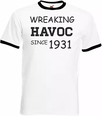 Buy 93rd Birthday Gifts Presents Year 1931 Unisex Ringer T-Shirt Wreaking Havoc • 9.99£