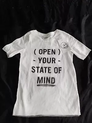 Buy *CHEAP MONDAY* Open Your State Of Mind Mesh Front Illusion White Tshirt Top • 4.99£