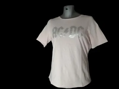 Buy Official ACDC Ladies Pink Distressed Logo T Shirt • 8.99£