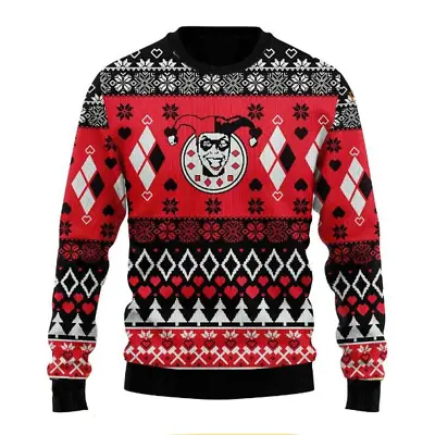 Buy Christmas Movies Gift For Fans Harley Quinn Knitted Sweater. • 40.53£