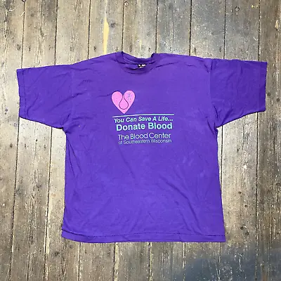 Buy FOTL Blood Centre Wisconsin T-Shirt Graphic Single Stitch Tee Purple Mens 2XL • 20£