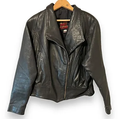Buy Hot Leathers Biker Black Crop Thick Leather Jacket Womens Small Vintage 90s Y2K • 144.10£