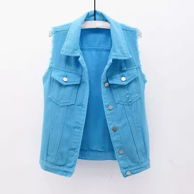 Buy Women Denim Vest Waistcoat Top Jeans Sleeveless Jacket Lady Oversize Coat S-6XL • 25.85£