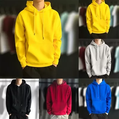 Buy Stylish Men's Plain Hoodies Long Sleeve Sweatshirts Multiple Sizes Available • 14.18£