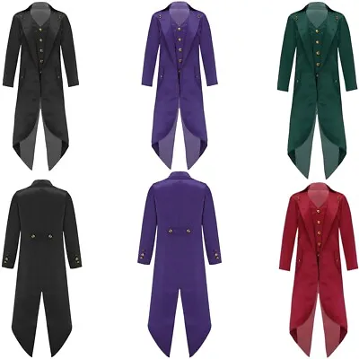 Buy Boys Girl Ringmaster Costume Medieval Tailcoat Jacket Long Steampunk Frock Coats • 20.41£