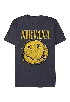 Buy Nirvana Womens Black T-Shirt All Yellow Smiley Face Logo Tee Size M 100% Cotton • 12.39£