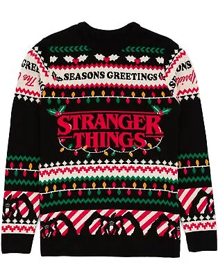 Buy Stranger Things Adults Christmas Jumper | Netflix Series Knitted Xmas Sweatshirt • 37.95£