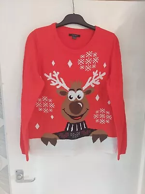 Buy Mens 'Esmara' Christmas Jumper. Red / Rudolph Pic. Acrylic. Size Medium (40-42 ) • 6.50£