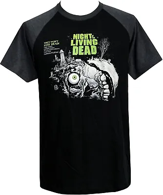 Buy Night Of The Living Dead Men's Raglan Horror T-Shirt Zombie B-Movie Graveyard • 21.95£