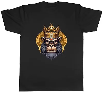 Buy Monkey King Mens T-Shirt Ape Gorilla With Gold Crown Unisex Tee Gift • 8.99£