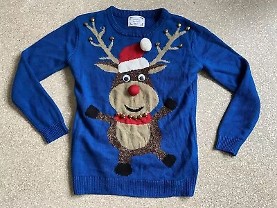 Buy Small Women/Teenage Girl Christmas Jumper Reindeer, Bells, Pom-poms, Googly Eyes • 4£
