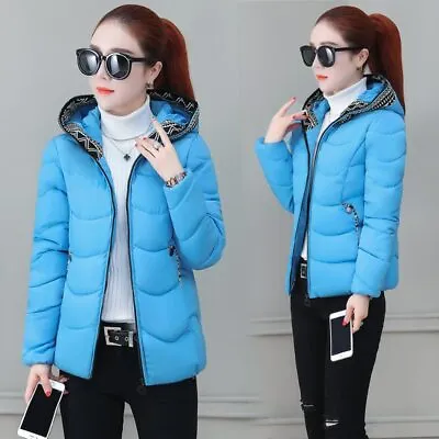 Buy M-XXXL Thick Slim Fit Hoodie Puffer Jacket Outdoor Padded Winter Wear For Women • 41.41£