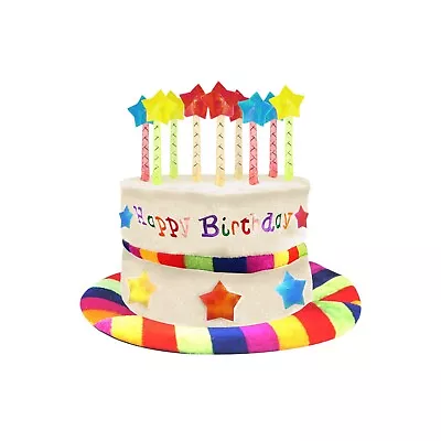 Buy Rainbow Happy Birthday Cake Hat Kids Adult Headwear Fancy Dress Party Candles • 6.30£