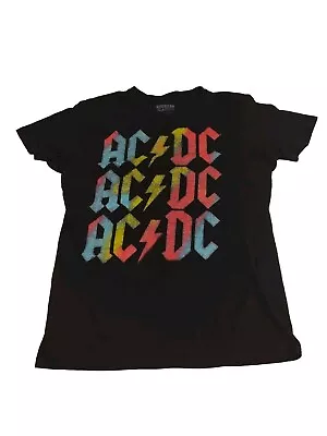 Buy AC/DC Graphic Band Womens T-Shirt Rainbow Black Size Medium  • 10.94£