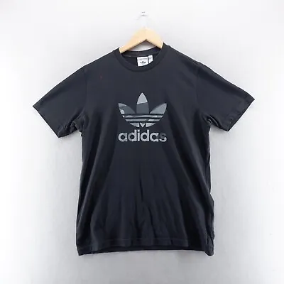 Buy Adidas Mens T Shirt Medium Black Camo Trefoil Logo Graphic Print Short Sleeve* • 9.40£