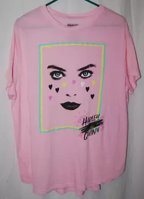 Buy Harley Quinn Birds Of Prey Womens XXXL Pink Face T Shirt • 13.26£