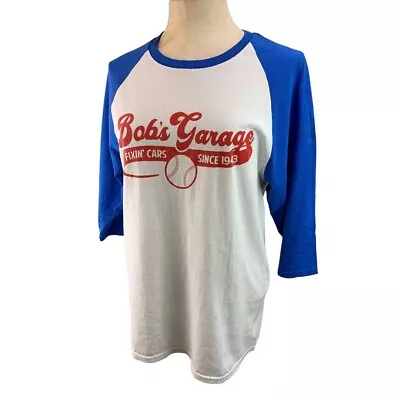 Buy Medium Women's  Bob's Garage Schitts Creek  Blue White Raglan Sleeve Baseball Je • 18.05£