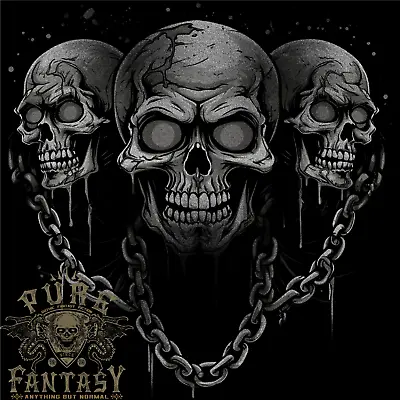 Buy Three Skulls With Chains Heavy Metal Rock Music Mens T-Shirt 100% Cotton • 10.75£