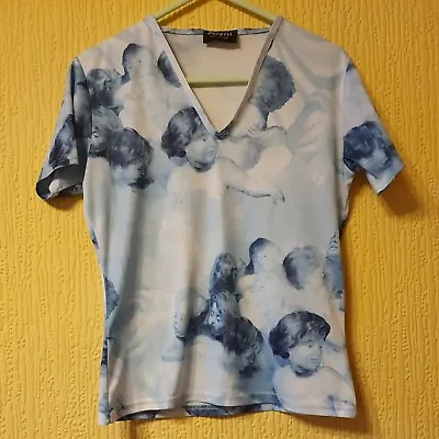 Buy Womens Ladies Blue Zenith Collection Tshirt Small 6-8 Cherubs Angels Top Skinny • 6£