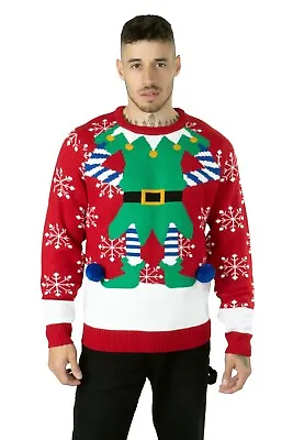Buy New Unisex Ladies Men's Knitted Elf Joker Snowflake Christmas Jumper Sweater Top • 14.90£