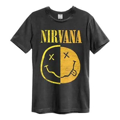 Buy Amplified Nirvana Spiced Smiley Charcoal T-Shirt • 18.36£