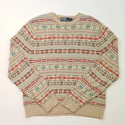 Buy Polo Ralph Lauren Fair Isle Jumper MEDIUM / LARGE Men Cotton Cashmere Sweater • 90£