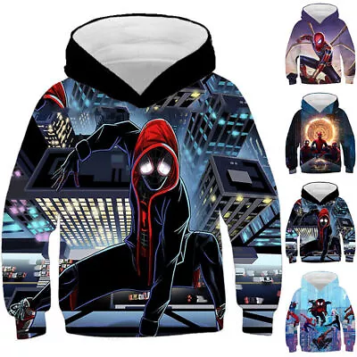Buy Kids Boys 3D Spiderman Print Hoodies Long Sleeve Hooded Sweatshirt Pullover Top~ • 12.18£