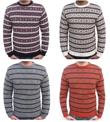 Buy Mens Aztec Fashion Fairisle Jumper Nordic Vintage Retro Xmas Sweater S M L XL  • 12.95£