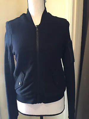 Buy STANDARD James Perse Cozy Women's Cotton Black Bomber Jacket Size 2 • 66.31£