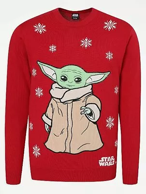 Buy George Star Wars The Mandalorian The Child Red Christmas Jumper Size Uk 2XL Bnwt • 18£