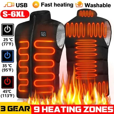 Buy Electric Heated Vest Winter Gilet Body Warmer Men Heating Warm Up Thermal Jacket • 20.88£