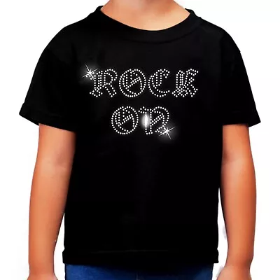 Buy ROCK ON Children's T Shirt CRYSTAL Rhinestone Dance Design..Kids Any Size • 9.99£